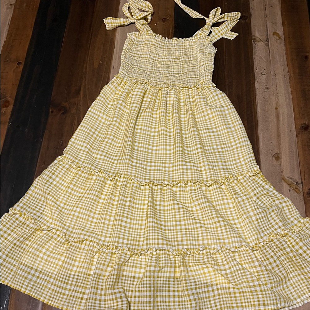 Blu pepper straw yellow plaid dress